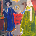 Medieval couple holding hands