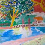 Painting of Hertford Castle gardens