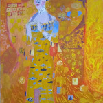 Painting of a lady in a gold dress