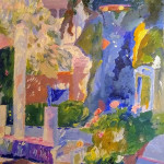 Painting of a sunlit garden
