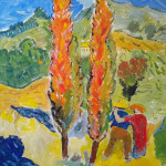 Painting of a colourful landscape
