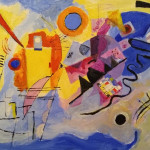 Abstract painting in yellow and blue